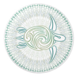 Bouton De Porte En Céramique La Tortue De Mer Verte Et Mandala | Nautique