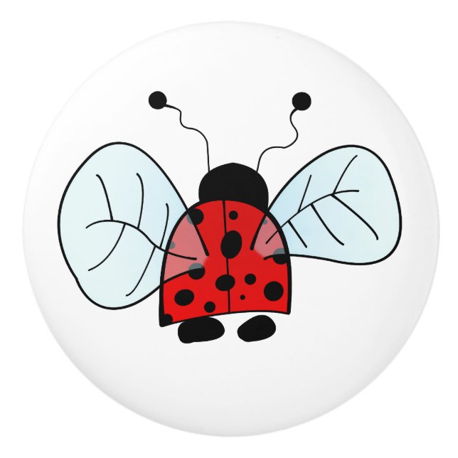 Bouton De Porte En Céramique Ladybird (Devant)
