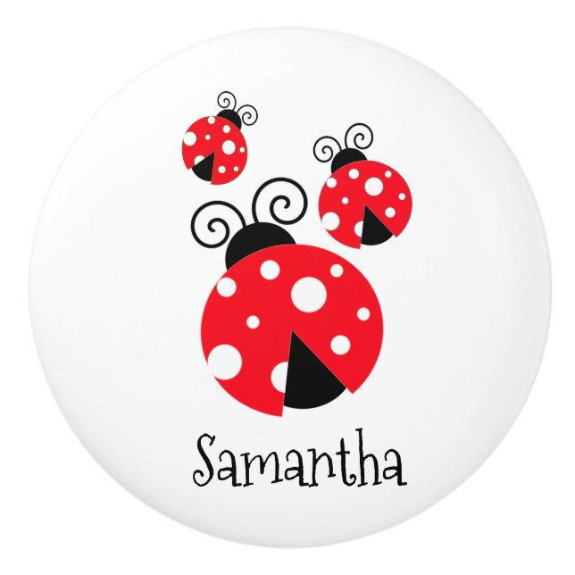 Bouton De Porte En Céramique Ladybugs Design Ceramic Knob (Devant)