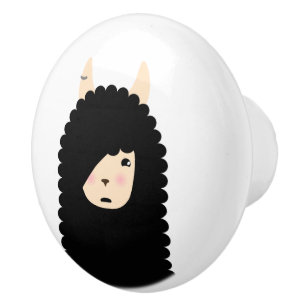 Bouton De Porte En Céramique Lama Emoji gothique