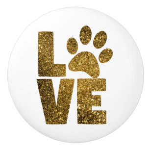 Bouton De Porte En Céramique L'Amour avec un chien