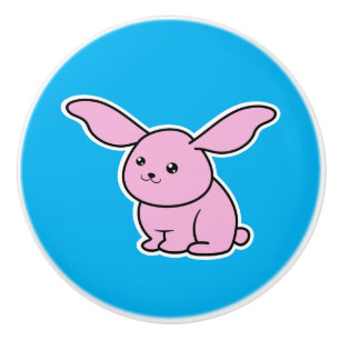 Bouton De Porte En Céramique Lapin