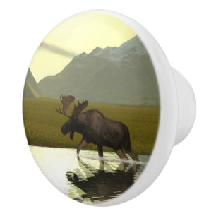 Bouton De Porte En Céramique L'après-midi Moose