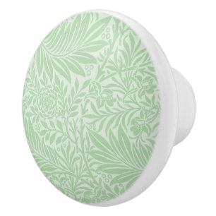 Bouton De Porte En Céramique Larkspur par William Morris Vintage Vert Floral