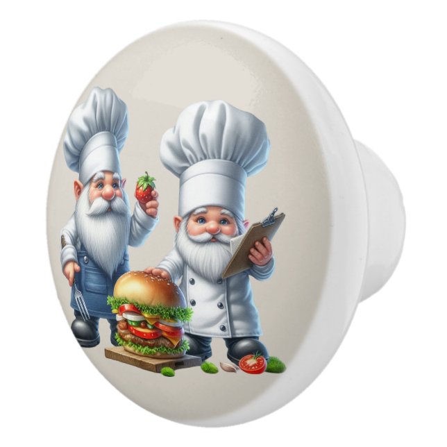 Bouton De Porte En Céramique Le chef cool gnome amoureux (Droite)