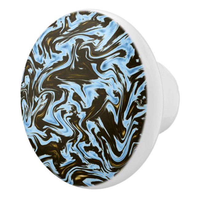 Bouton De Porte En Céramique Le Marbre Bleu Et Noir, (Droite)