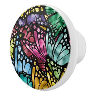 Bouton De Porte En Céramique Le papillon majestueux