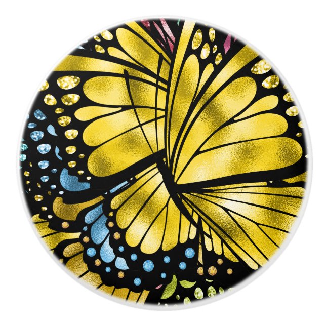 Bouton De Porte En Céramique Le papillon majestueux (Devant)