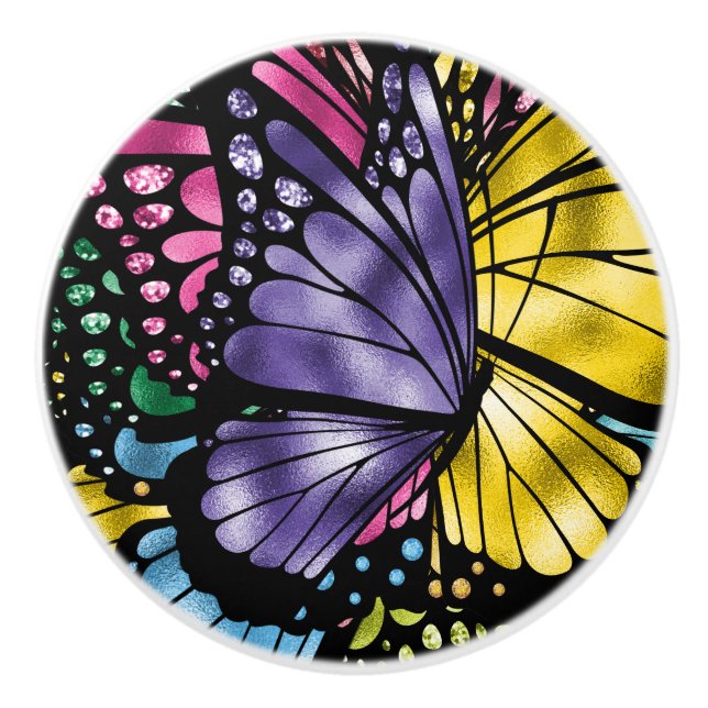 Bouton De Porte En Céramique Le papillon majestueux (Devant)