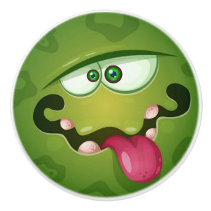 Bouton De Porte En Céramique Le visage fou du monstre vert