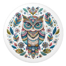 L'Élégant Knob en céramique de hibou