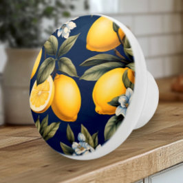 Bouton De Porte En Céramique Lemons et fleurs de la marine méditerranéenne