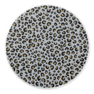 Bouton De Porte En Céramique Léopard noir de l'or