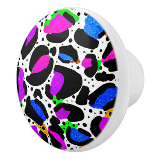 Bouton De Porte En Céramique Léopard Vibrant brille de porte