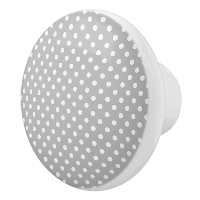Bouton De Porte En Céramique Les Patterns de Gray White Polka (Droite)