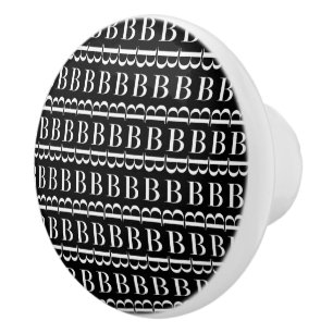 BOUTON DE PORTE EN CÉRAMIQUE LETTRE INITIALE MONOGRAPHIQUE B