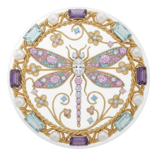 Bouton De Porte En Céramique Libellule de cristal avec pierres précieuses graph