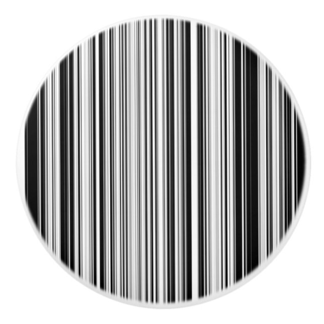 Bouton De Porte En Céramique Lignes noires et blanches (Devant)