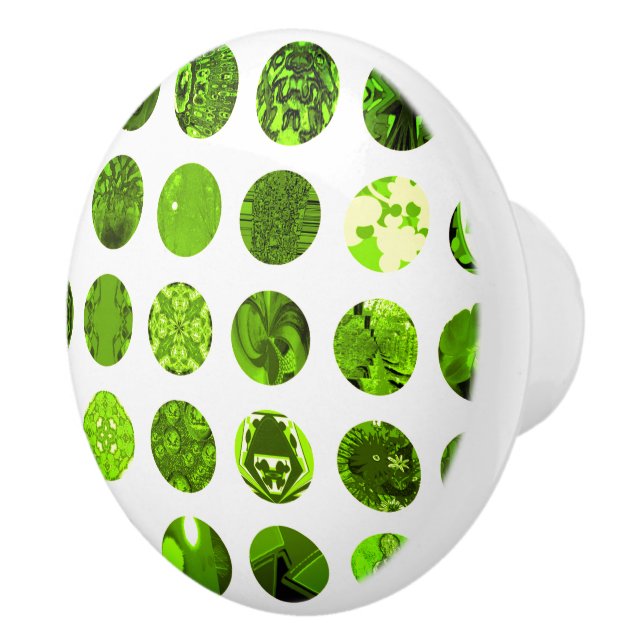 Bouton De Porte En Céramique Lime Green Busy Pois (Droite)