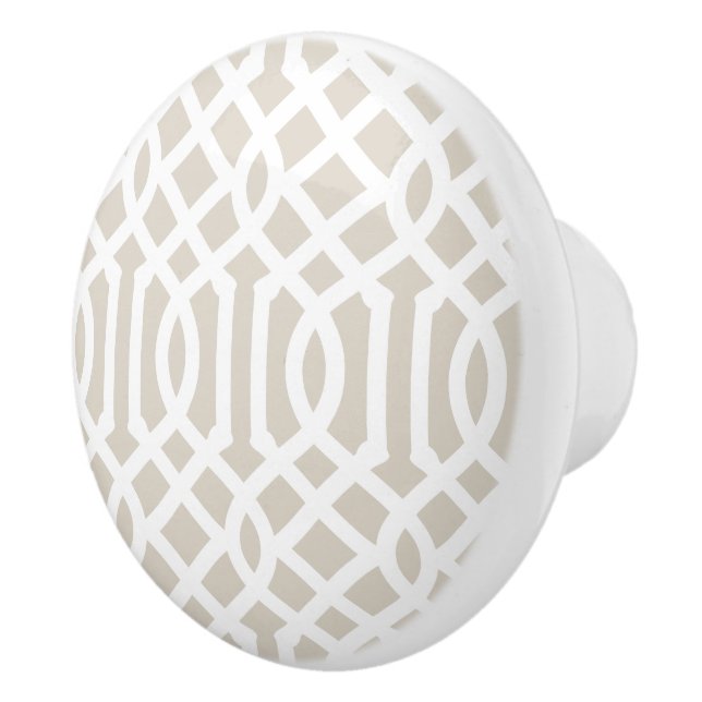 Bouton De Porte En Céramique Lin Trellis beige (Droite)