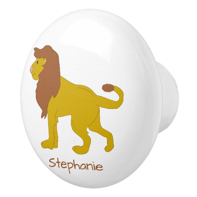 Bouton De Porte En Céramique Lion Design Personalised (Droite)