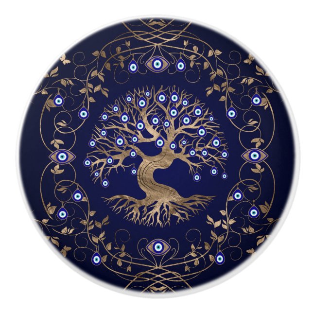 Bouton De Porte En Céramique L'ornement des yeux de l'arbre de vie (Devant)