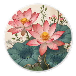 Bouton De Porte En Céramique lotus