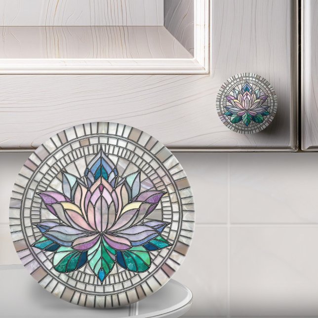 Bouton De Porte En Céramique Lotus Flower Mosaic Art (Créateur téléchargé)