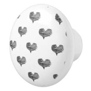 Bouton De Porte En Céramique Love Valentine's Day Black Heart croquis