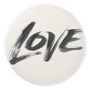 Bouton De Porte En Céramique LOVE Word Calligraphie Brush Letting Élégant
