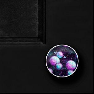 Bouton De Porte En Céramique Luminosité du système solaire   Planète rose viole