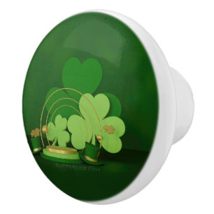 Bouton De Porte En Céramique Lutrin de thème Saint-Patrick de SlipperyJoe
