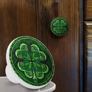 Bouton De Porte En Céramique Luxueux trèfle à quatre feuilles