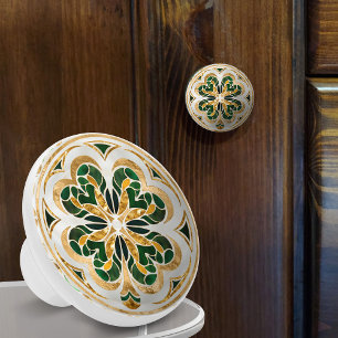 Bouton De Porte En Céramique Luxueux trèfle à quatre feuilles