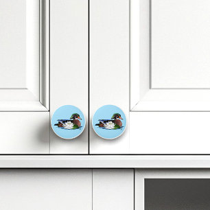 Bouton De Porte En Céramique Lys d'eau de canard de bois