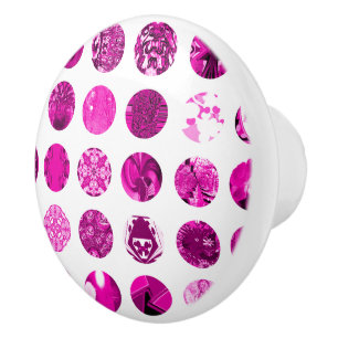Bouton De Porte En Céramique Magenta Pois occupés