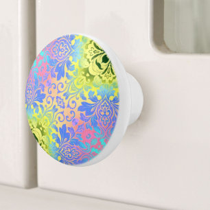 Bouton De Porte En Céramique Mandala chic moderne turquoise aqua bohème