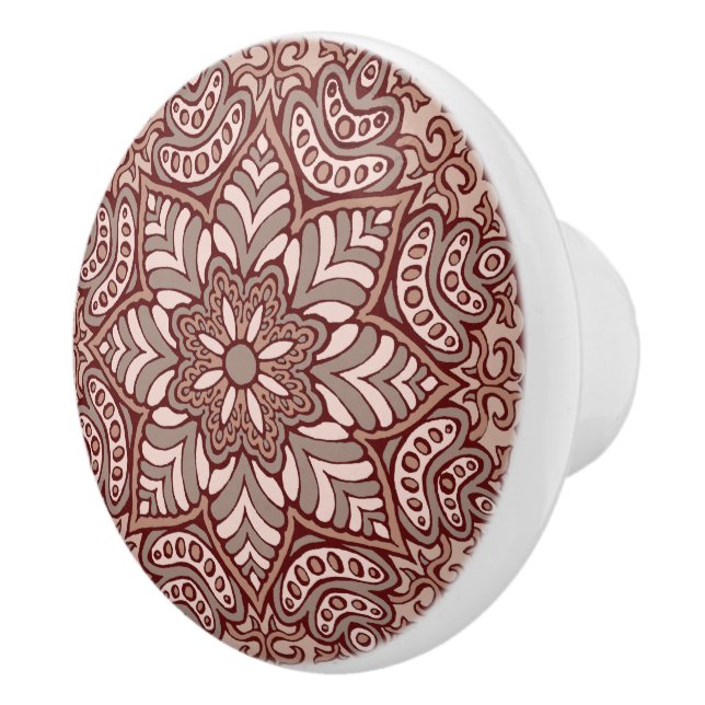 Bouton De Porte En Céramique Mandala de café (Droite)