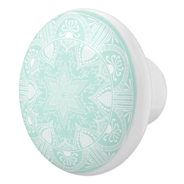 Bouton De Porte En Céramique Mandala en verre marin (Droite)