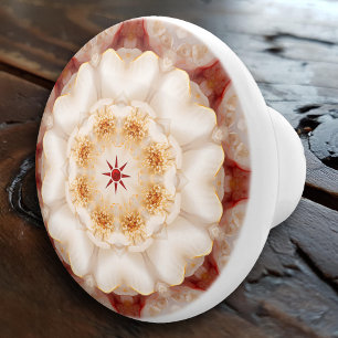 Bouton De Porte En Céramique Mandala Kaléidoscope Floral Élégant