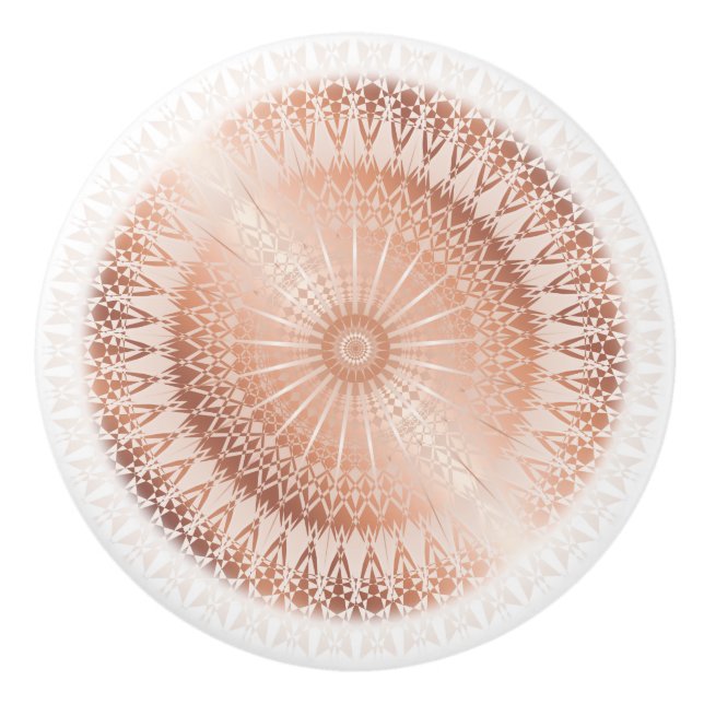 Bouton De Porte En Céramique Mandala rose Gold (Devant)
