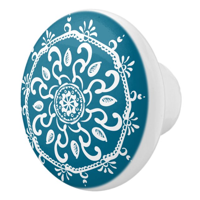 Bouton De Porte En Céramique Mandala Tidepool (Droite)