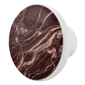 Bouton De Porte En Céramique Marble Dark Red Elegant Luxury Modern Aesthetic