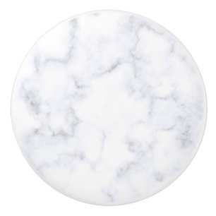 Bouton De Porte En Céramique Marbre blanc