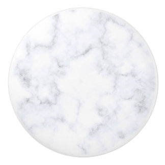 Bouton De Porte En Céramique Marbre blanc