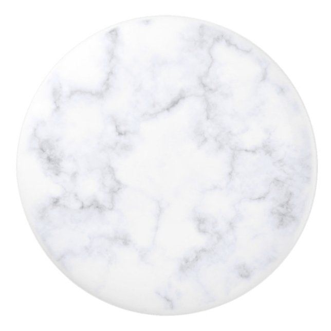 Bouton De Porte En Céramique Marbre blanc (Devant)