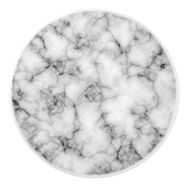 Bouton De Porte En Céramique Marbre blanc (Devant)