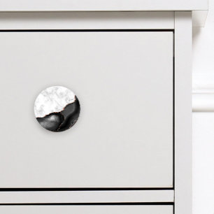 Bouton De Porte En Céramique Marbre blanc Black Agate Rose Gold Parties scintil