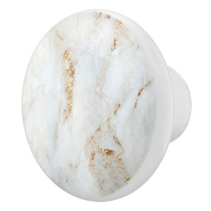 Bouton De Porte En Céramique Marbre blanc doré