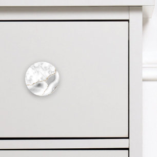 Bouton De Porte En Céramique Marbre blanc gris Agate Parties scintillant or